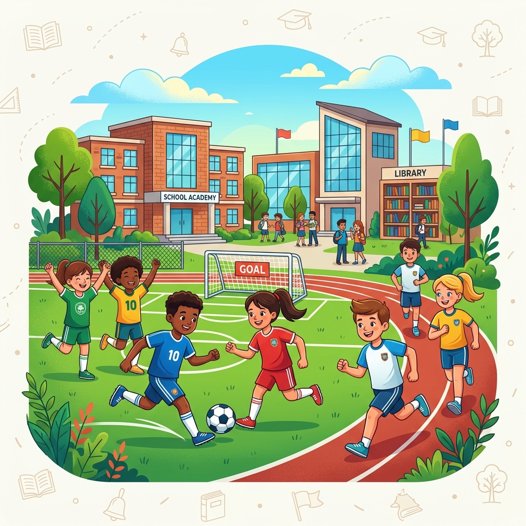 Students Playing Soccer on playground